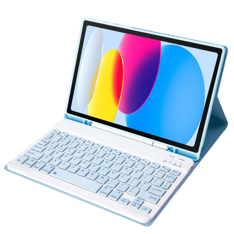 Para iPad 11 2025 / 10ª Geração 10.9 2022 Capa de Couro para Tablet com Teclado Bluetooth Ultra-fino com Textura de Pele de Carneiro e Slot para Caneta A10B, A10B