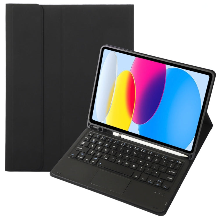 Para iPad 11 2025 / 10ª Geração 10.9 2022 Capa de Couro para Tablet com Teclado Tátil Bluetooth com Textura de Pele de Carneiro e Slot para Caneta A10B-A, A10B-A