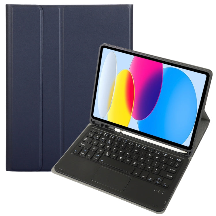 Para iPad 11 2025 / 10ª Geração 10.9 2022 Capa de Couro para Tablet com Teclado Tátil Bluetooth com Textura de Pele de Carneiro e Slot para Caneta A10B-A, A10B-A