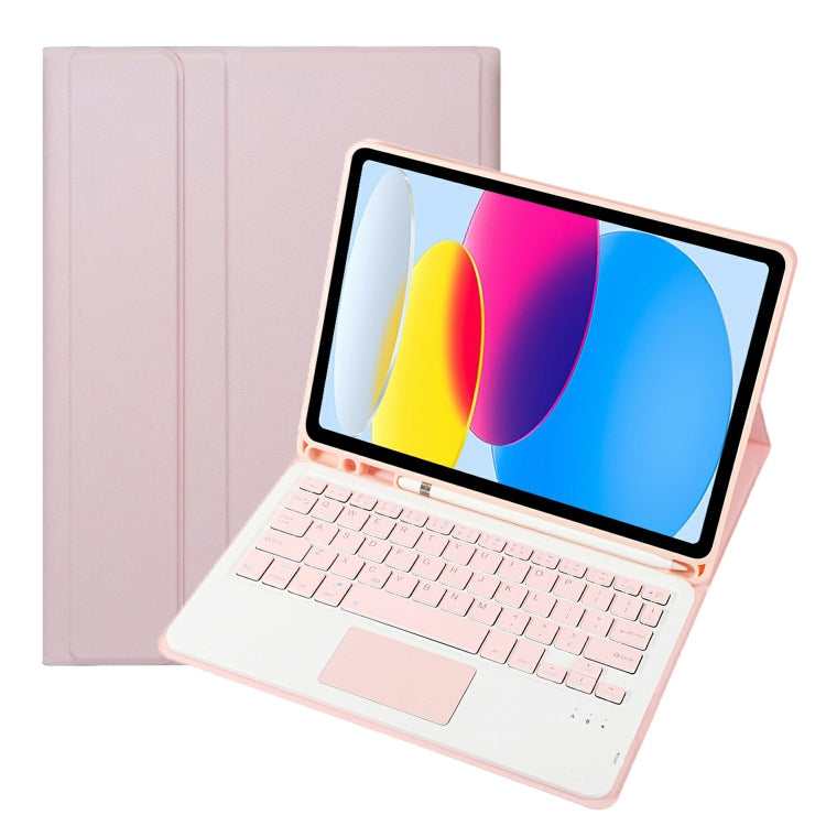 Para iPad 11 2025 / 10ª Geração 10.9 2022 Capa de Couro para Tablet com Teclado Tátil Bluetooth com Textura de Pele de Carneiro e Slot para Caneta A10B-A, A10B-A