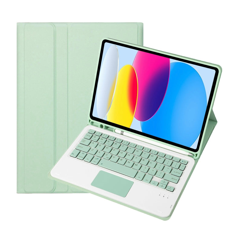 Para iPad 11 2025 / 10ª Geração 10.9 2022 Capa de Couro para Tablet com Teclado Tátil Bluetooth com Textura de Pele de Carneiro e Slot para Caneta A10B-A, A10B-A