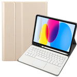 Para iPad 11 2025 / 10ª Geração 10.9 2022 Capa de Couro para Tablet com Teclado Tátil Bluetooth com Textura de Pele de Carneiro e Slot para Caneta A10B-A, A10B-A
