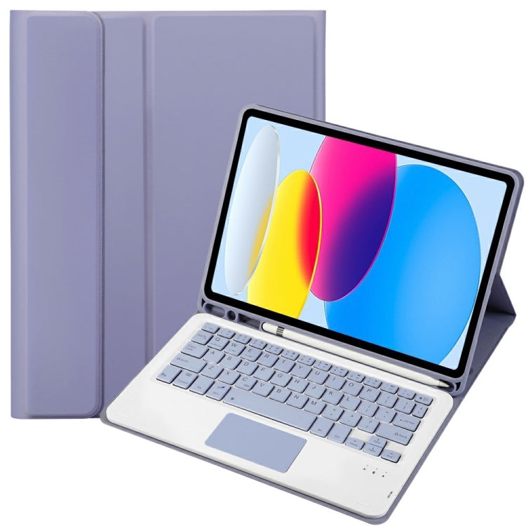 Para iPad 11 2025 / 10ª Geração 10.9 2022 Capa de Couro para Tablet com Teclado Tátil Bluetooth com Textura de Pele de Carneiro e Slot para Caneta A10B-A, A10B-A