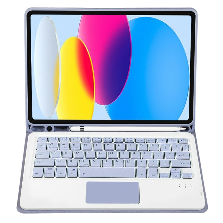 Para iPad 11 2025 / 10ª Geração 10.9 2022 Capa de Couro para Tablet com Teclado Tátil Bluetooth com Textura de Pele de Carneiro e Slot para Caneta A10B-A, A10B-A