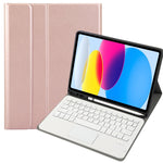 Para iPad 11 2025 / 10ª Geração 10.9 2022 Capa de Couro para Tablet com Teclado Tátil Bluetooth com Textura de Pele de Carneiro e Slot para Caneta A10B-A, A10B-A