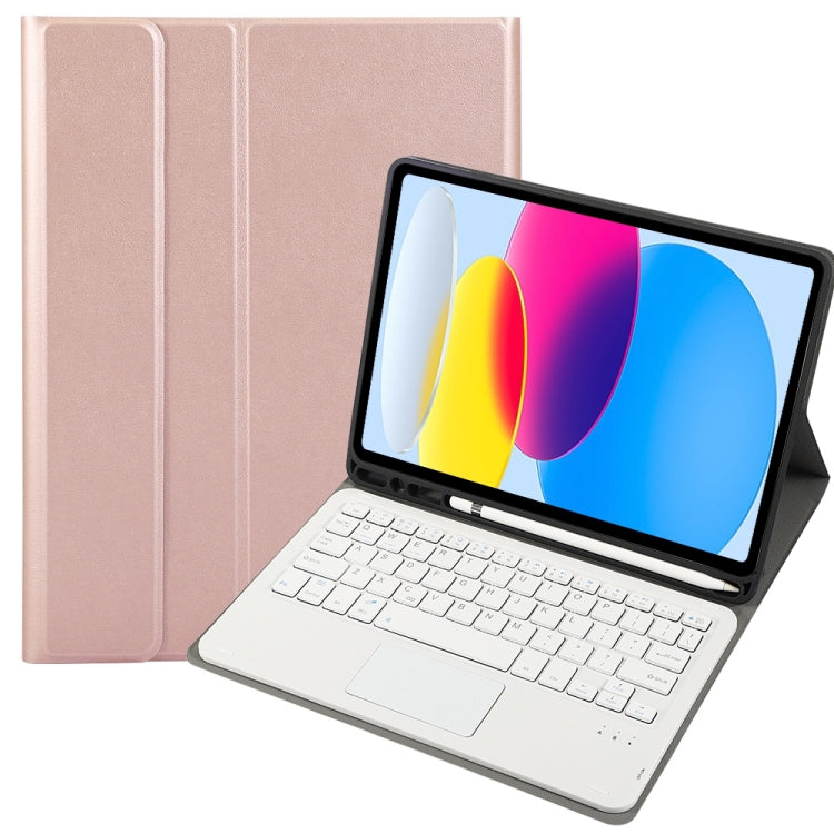 Para iPad 11 2025 / 10ª Geração 10.9 2022 Capa de Couro para Tablet com Teclado Tátil Bluetooth com Textura de Pele de Carneiro e Slot para Caneta A10B-A, A10B-A