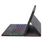 Para iPad 11 2025 / 10ª Geração 10.9 2022 Capa de Couro para Tablet com Teclado Tátil Bluetooth Retroiluminado com Textura de Pele de Carneiro e Slot para Caneta A10B-AS, A10B-AS