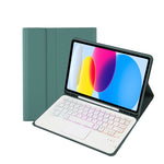 Para iPad 11 2025 / 10ª Geração 10.9 2022 Capa de Couro para Tablet com Teclado Tátil Bluetooth Retroiluminado com Textura de Pele de Carneiro e Slot para Caneta A10B-AS, A10B-AS