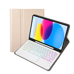 Para iPad 11 2025 / 10ª Geração 10.9 2022 Capa de Couro para Tablet com Teclado Tátil Bluetooth Retroiluminado com Textura de Pele de Carneiro e Slot para Caneta A10B-AS, A10B-AS