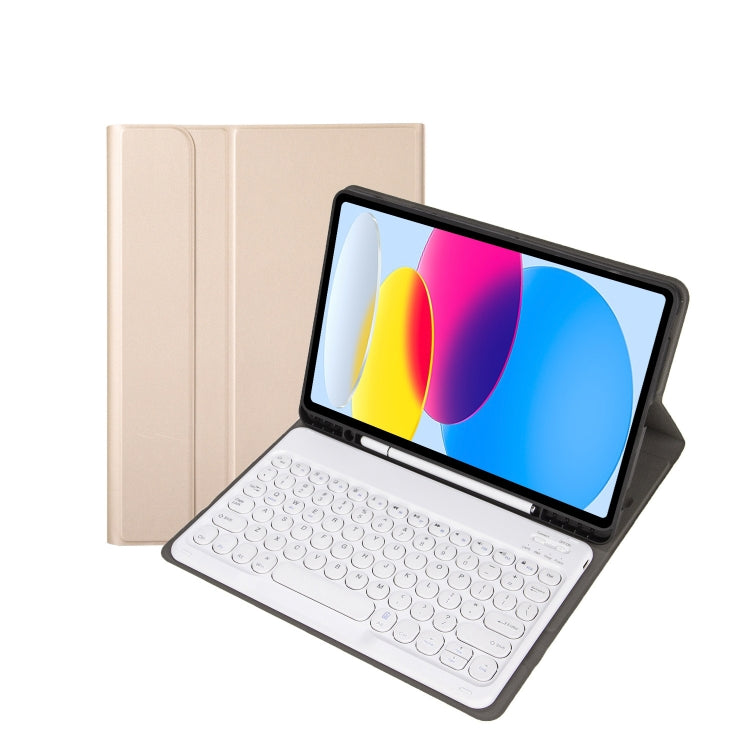 Para iPad 11 2025 / 10ª Geração 10.9 2022 YA10B Teclado Bluetooth com Textura de Pele de Cordeiro Capa de Couro para Tablet com Suporte para Caneta, YA10B