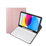 Para iPad 11 2025 / 10ª Geração 10.9 2022 YA10B Teclado Bluetooth com Textura de Pele de Cordeiro Capa de Couro para Tablet com Suporte para Caneta, YA10B