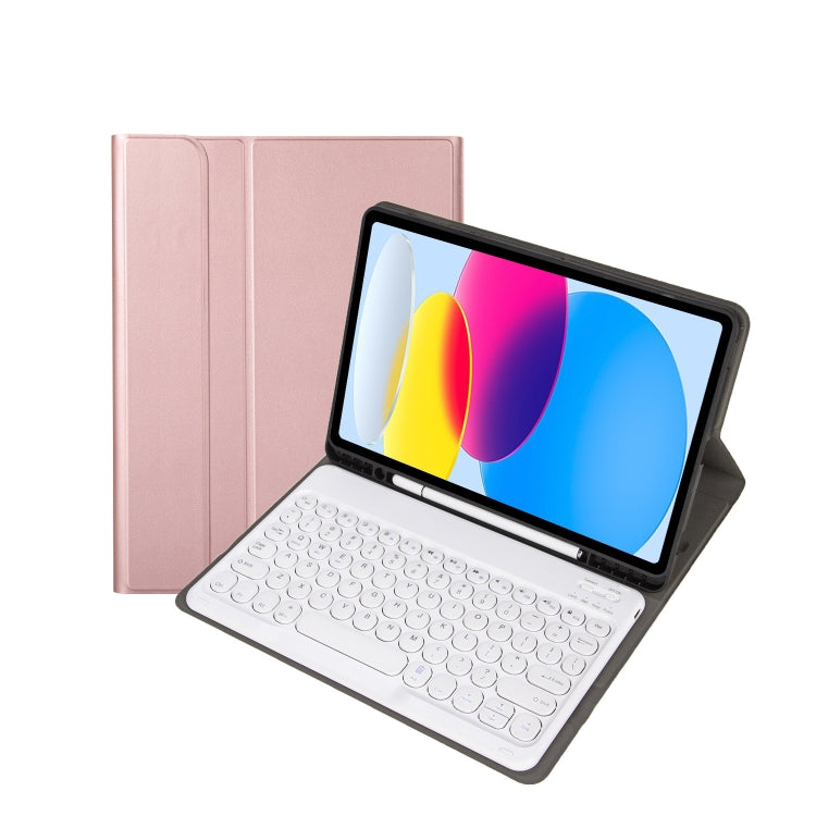 Para iPad 11 2025 / 10ª Geração 10.9 2022 YA10B Teclado Bluetooth com Textura de Pele de Cordeiro Capa de Couro para Tablet com Suporte para Caneta, YA10B
