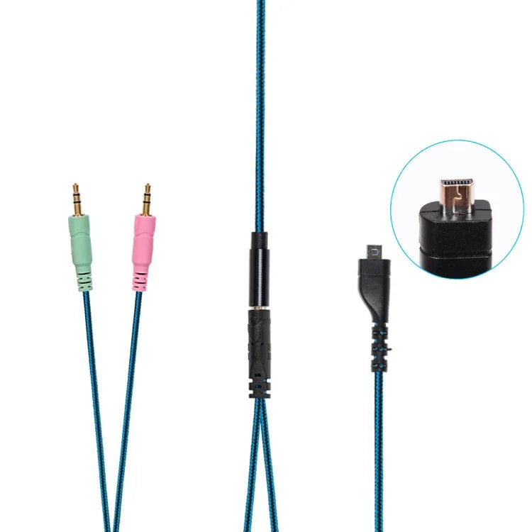 ZS0158 Cabo de Áudio para Headset Gaming com Plug Reto + Cabo Adaptador para SteelSeries Arctis 3 / 5 / 7, Plug Reto + Cabo Adaptador