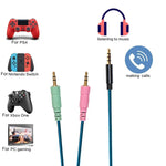 ZS0158 Cabo de Áudio para Headset Gaming com Plug Reto + Cabo Adaptador para SteelSeries Arctis 3 / 5 / 7, Plug Reto + Cabo Adaptador