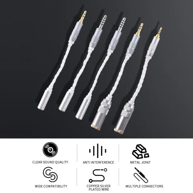 ZS0021 Cabo Adaptador Balanceado Macho 2.5mm para Fêmea 4.4mm, Macho 2.5mm para Fêmea 4.4mm