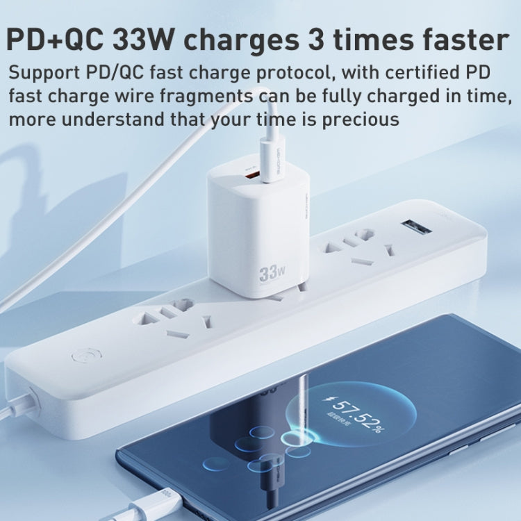 Carregador Rápido da Série de Energia WK WP-U140 33W USB+USB-C/Tipo-C, Especificações: Ficha EUA, 33W Ficha EUA