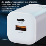 Carregador Rápido da Série de Energia WK WP-U140 33W USB+USB-C/Tipo-C, Especificações: Ficha EUA, 33W Ficha EUA