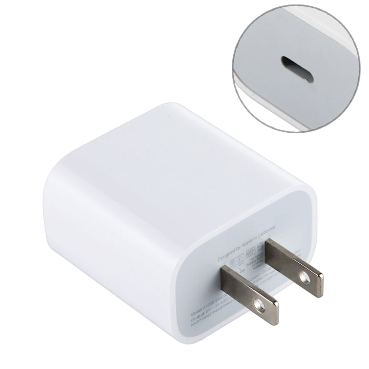 Adaptador de Energia de Carregamento Rápido 20W Type-C / USB-C PD, Ficha US, 20W 0.5A Ficha US, 20W Ficha EU