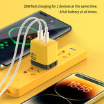 Carregador de Nitreto de Gálio com Dupla Interface USB-C/Tipo-C WK WP-U128 40W, Especificações: Ficha EUA, Ficha EUA