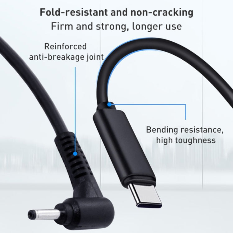 Cabo de carregamento de energia para portátil USB-C / Type-C para 4.0 x 1.7mm, comprimento do cabo: cerca de 1,5m, Type-C para cabeça de bala 4.0 x 1.7mm