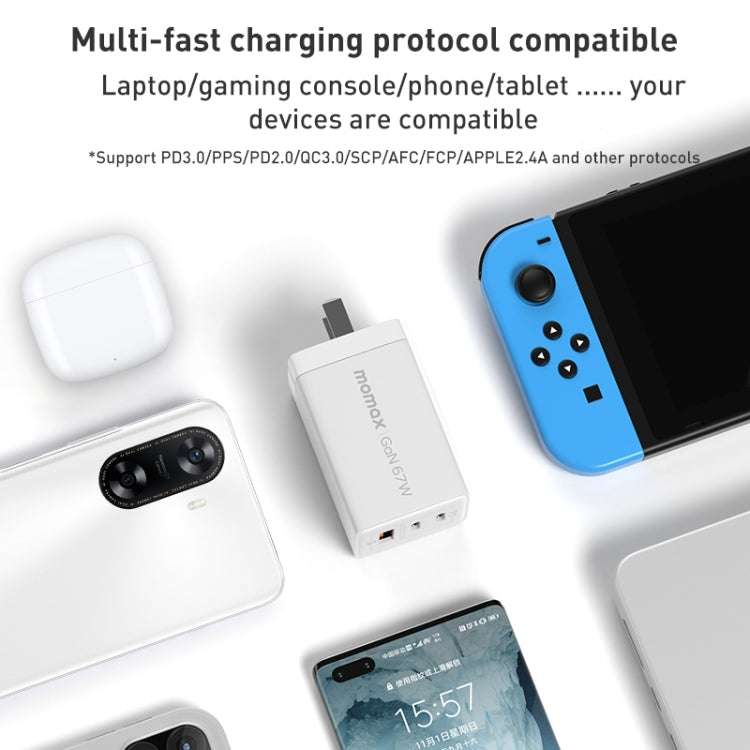 Adaptador de Energia de Carregamento Rápido MOMAX UM30 PD 67W, Ficha UK, Ficha UK