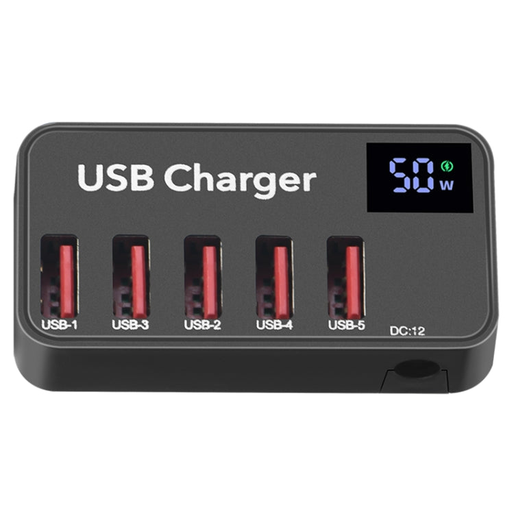 Carregador Rápido Multifuncional DC 12V 5 Portas USB com Ecrã Digital 988A