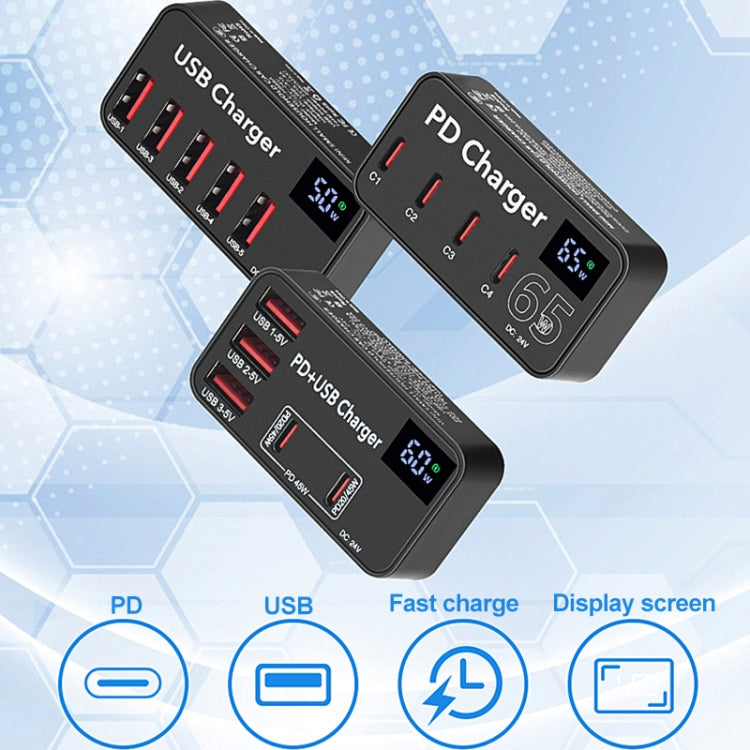 Carregador Rápido Multifuncional DC 12V 5 Portas USB com Ecrã Digital 988A