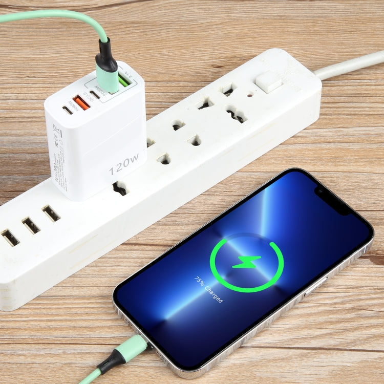 Carregador Multi Porta 120W Dual PD Type-C + 3 x USB, Ficha EUA, Ficha EUA