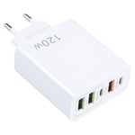 Carregador Multi Porta 120W Dual PD Type-C + 3 x USB, Ficha UE, Ficha UE