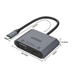 Conversor de vídeo rápido Onten M205 3 em 1 Type-C para HDMI+VGA+PD, M205