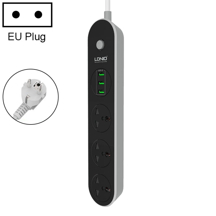 Tomada de viagem para casa e escritório LDNIO SC3301 com 3 portas USB, Comprimento do cabo: 1,6 m, Ficha US, SAS8610AUS, SAS8610BUS, SAS8610EU, SAS8610UK