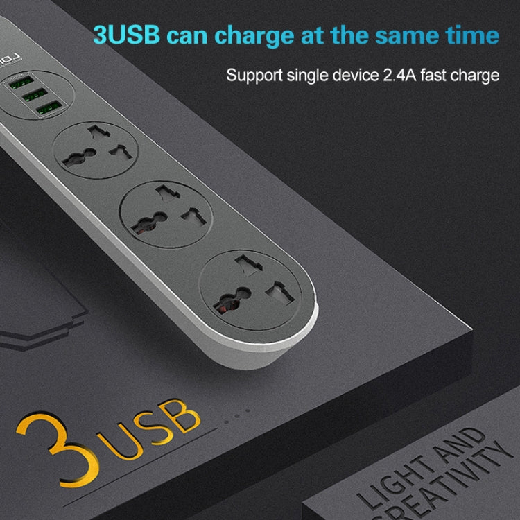 Tomada de viagem para casa e escritório LDNIO SC3301 com 3 portas USB, Comprimento do cabo: 1,6 m, Ficha US, SAS8610AUS, SAS8610BUS, SAS8610EU, SAS8610UK