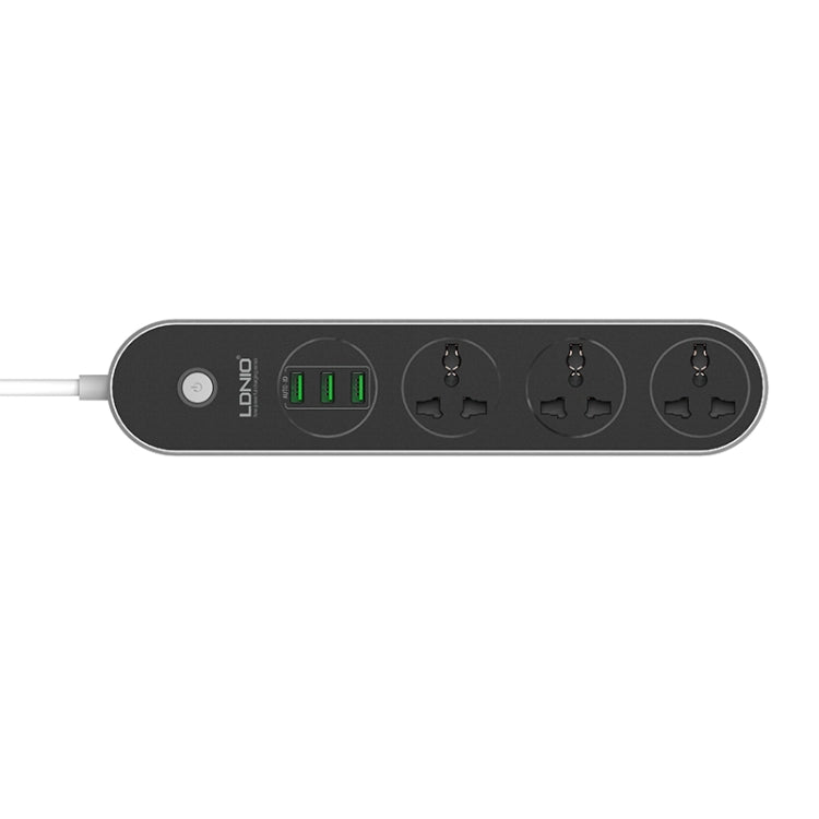 Tomada de viagem para casa e escritório LDNIO SC3301 com 3 portas USB, Comprimento do cabo: 1,6 m, Ficha US, SAS8610AUS, SAS8610BUS, SAS8610EU, SAS8610UK