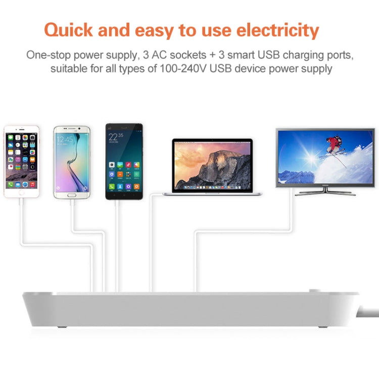 Tomada de viagem para casa e escritório LDNIO SC3301 com 3 portas USB, Comprimento do cabo: 1,6 m, Ficha US, SAS8610AUS, SAS8610BUS, SAS8610EU, SAS8610UK