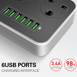 LDNIO SC3604 6 x Portas USB Tomada Multifuncional para Viagem, Casa e Escritório, Comprimento do Cabo: 2m, Ficha US, SAS8611AUK, SAS8611AUS, SAS8611BUK, SAS8611BUS, SAS8611EU