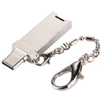 Adaptador Conector Mini USB 2.0 Fêmea para USB-C / Tipo-C Macho em Liga de Alumínio com Corrente