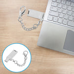 Adaptador Conector Mini USB 2.0 Fêmea para USB-C / Tipo-C Macho em Liga de Alumínio com Corrente