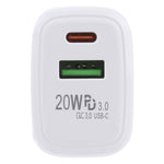 Carregador de Viagem LZ-215A+C 20W QC 3.0 USB + PD 3.0 USB-C / Type-C de Carregamento Rápido, Ficha EU, Ficha EU