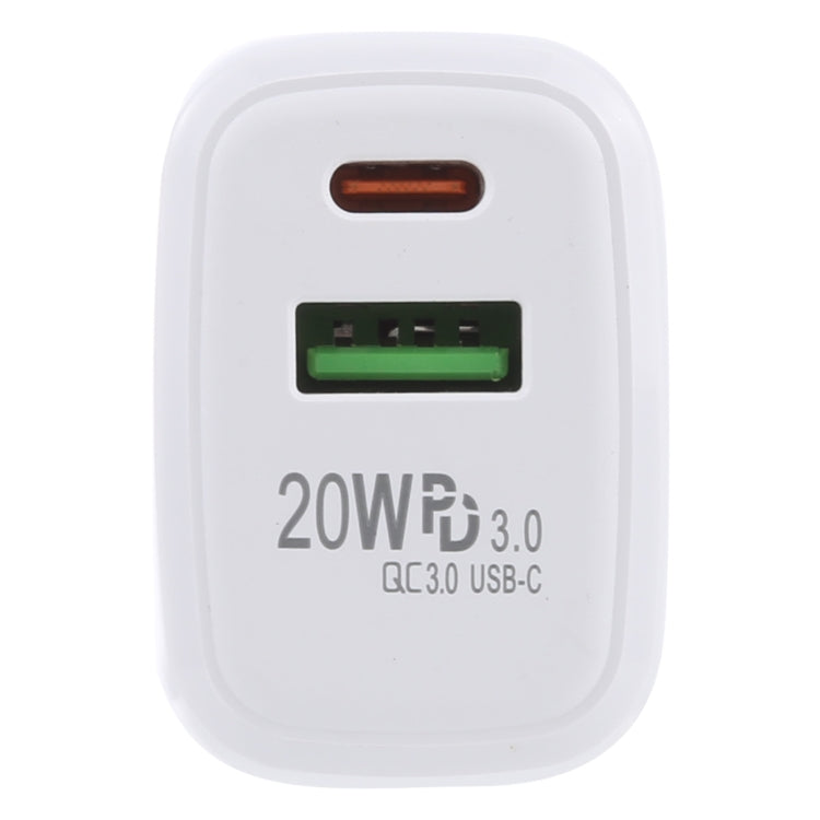 Carregador de Viagem LZ-215A+C 20W QC 3.0 USB + PD 3.0 USB-C / Type-C de Carregamento Rápido, Ficha EU, Ficha EU
