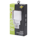 Carregador de Viagem LZ-215A+C 20W QC 3.0 USB + PD 3.0 USB-C / Type-C de Carregamento Rápido, Ficha EU, Ficha EU