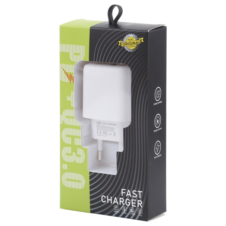 Carregador de Viagem LZ-215A+C 20W QC 3.0 USB + PD 3.0 USB-C / Type-C de Carregamento Rápido, Ficha EU, Ficha EU