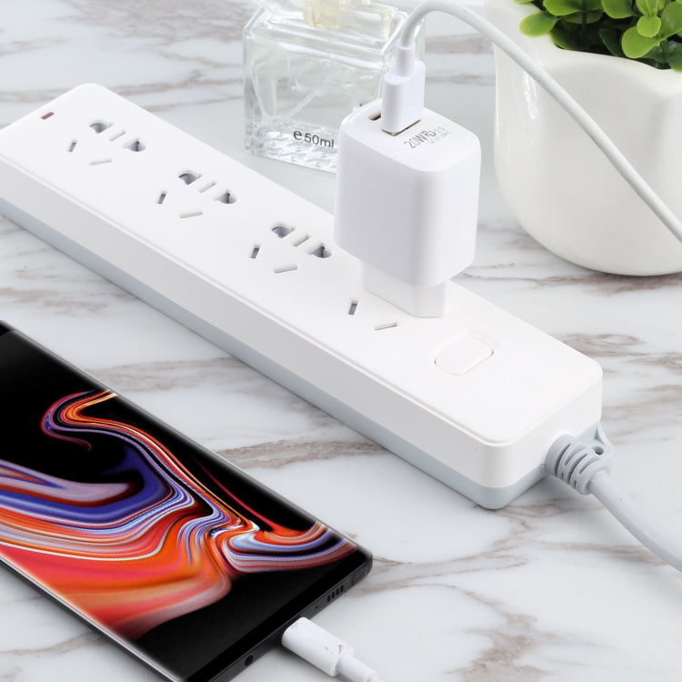 Carregador de Viagem LZ-215A+C 20W QC 3.0 USB + PD 3.0 USB-C / Type-C de Carregamento Rápido, Ficha EU, Ficha EU
