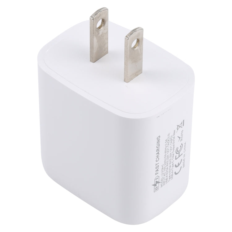 Carregador de Viagem LZ-215A+C 20W QC 3.0 USB + PD 3.0 USB-C / Type-C de Carregamento Rápido, Ficha US, Ficha US