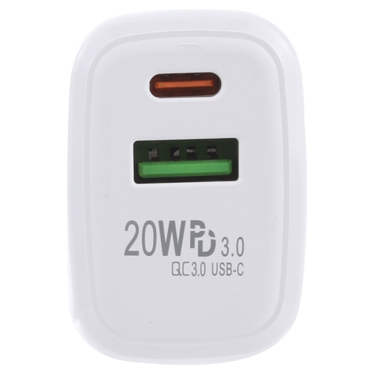 Carregador de Viagem LZ-215A+C 20W QC 3.0 USB + PD 3.0 USB-C / Type-C de Carregamento Rápido, Ficha US, Ficha US