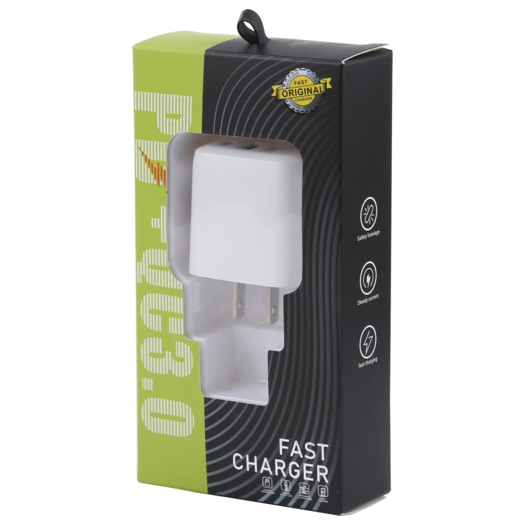 Carregador de Viagem LZ-215A+C 20W QC 3.0 USB + PD 3.0 USB-C / Type-C de Carregamento Rápido, Ficha US, Ficha US