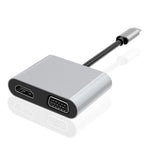 Estação de ancoragem HUB 2 em 1 multifunções USB-C / Tipo-C para HDMI+VGA