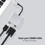 Estação de ancoragem HUB 2 em 1 multifunções USB-C / Tipo-C para HDMI+VGA