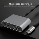 Estação de ancoragem HUB 2 em 1 multifunções USB-C / Tipo-C para HDMI+VGA