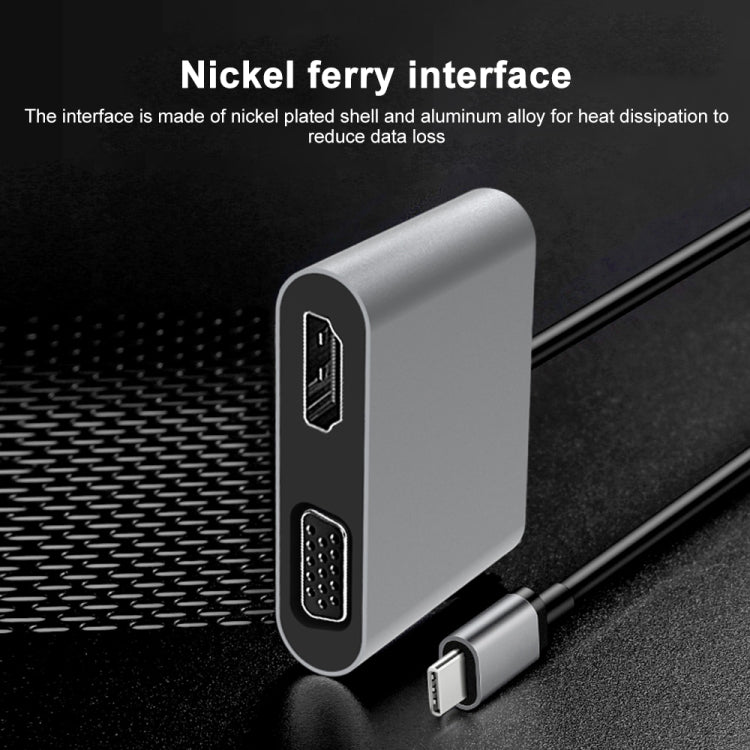 Estação de ancoragem HUB 2 em 1 multifunções USB-C / Tipo-C para HDMI+VGA