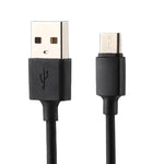 Carregador USB de Identificação Inteligente 5V 2.1A com Cabo de Carregamento USB para USB-C / Type-C de 1m, Ficha EU